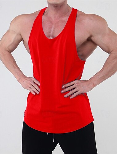  Homens Camisola de alças do exercício Regata de Corrida Regata para Academia Sem Manga Colete Casual Roupa Esportiva Algodão Respirável Secagem Rápida Macio Treino de Ginástica Corrida Caminhada