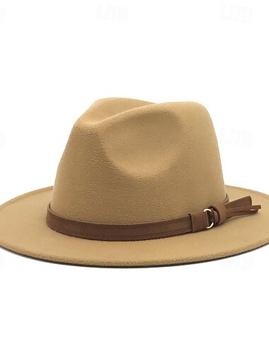  flache Krempe Wolllederband feste Fedoras Damen Herren Jazzhut Frühling Herbst Kirche Wikinger britischer Filzhut Outdoor Freizeithut