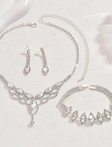  Schmuckset 4 Stück Strass Aleación Ohrringe Halsketten Armbänder Damen Elegant Vintage Modisch Geometrisch Geometrische Form Schmuck-Set Für Hochzeit Party Jahrestag