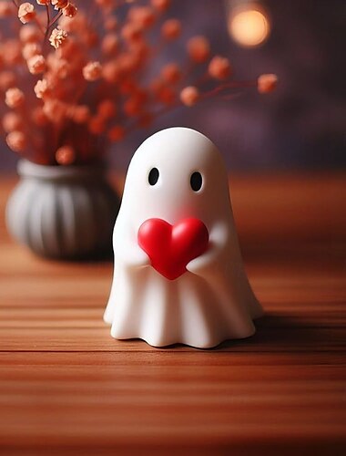  halloween roztomilá figurka ducha - prostředníček strašidelná socha ducha z pryskyřice, roztomilá dekorace ducha pro halloweenskou výzdobu, verandu a vnitřní strašidelné bytové dekorace 10x10x10cm