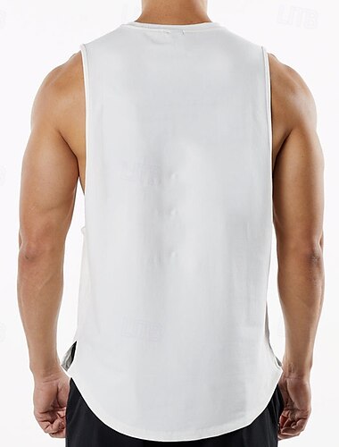  Homens Camisola de alças do exercício Regata de Corrida Regata para Academia Sem Manga Colete Casual Roupa Esportiva Algodão Respirável Secagem Rápida Macio Treino de Ginástica Corrida Caminhada