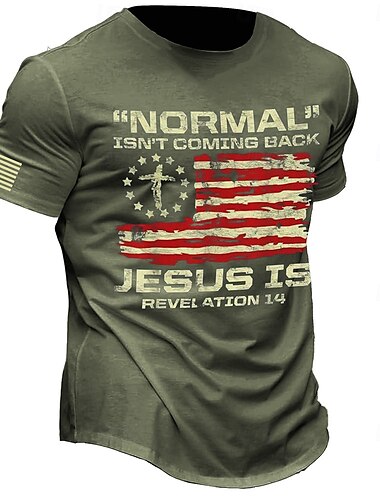  退役軍人の日 メンズ パトリオット 愛国者 ベテラン アメリカ 米国旗 イエス キリスト教 Tシャツ 半袖 Tシャツ 3Dプリント クルーネック シャツ レトロ ビンテージ カジュアル ストリート カジュアル バー ブルー グリーン ダークグレー 春