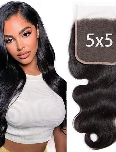  cierre de encaje de cabello humano cierre 5x5 parte libre cierre de onda del cuerpo cabello humano virgen brasileño cierre hd cierre de onda del cuerpo top cierre de encaje suizo
