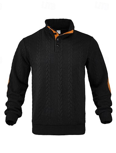  Hombre Sudadera Negro Amarillo Caqui Gris Oscuro Cuello Mao Bloque de color Jacquard Retazos Estriado Con Texturas Deporte Diario Festivos Poliéster Texturizado Ropa de calle Básico Casual Otoño