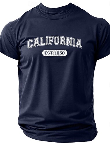  Herr Bokstavstryck San Francisco Kalifornien T-shirt T-tröja 100 % bomull Kortärmad Grafisk Skjorta Svart Vin Djupblå Bekväm t-shirt Gata Utomhussport Modedesignerkläder