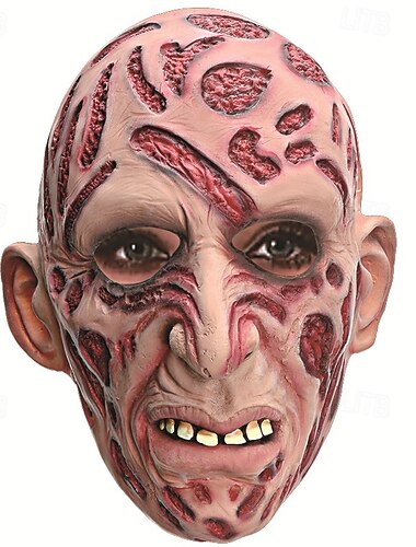  Halloween-Maske eines verbrannten Monsters für Erwachsene, realistische Gruselkostüm-Gesichtsmaske aus Latex mit Handschuh und Hut, gruselige Horror-Kopfbedeckung für Kneipenpartys, Maskenbälle und