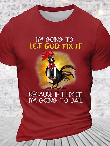  Herren Ich werde Gott es richten lassen denn wenn ich es richte komme ich ins Gefängnis T-Shirt Grafik Lustiges Tee Kurzarm T-Shirt 3D Druck Crew Neck Shirt Bekleidung