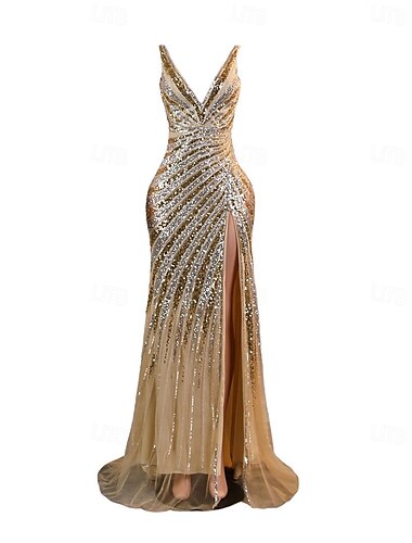  Mořská panna zlaté večerní šaty s flitry elegantní šaty na večerní párty zasnoubení s vlečkou bez rukávů královny Anny na svatbu hosté bez zad s perličkami flitrové maskovací šaty