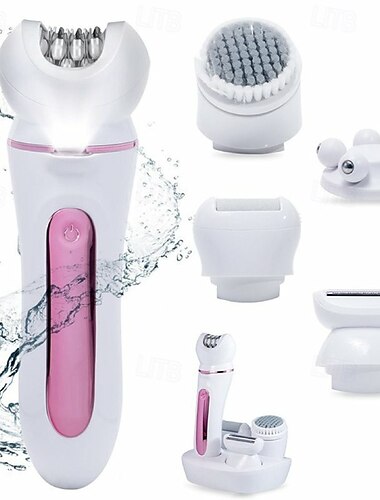  Epilatore per la depilazione 5 in 1 Rasoio per il viso Spazzola per il viso Massaggio per il viso Esfoliante per il corpo Depilazione ricaricabile per le donne