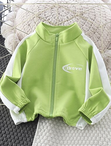  Jungen 3D Buchstabe Mantel Oberbekleidung Langarm Frühling Herbst Streetwear Sport Basic Kinder 4-8 Jahre Urlaub Sport Täglich Normale Passform