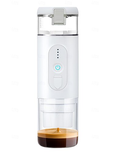  tragbare elektrische Espressomaschine, kabellose Heizung, Einzelportions-Mini-Kaffeemaschine mit 2-in-1-Kaffeepulver-/Kapselbehälter, Pumpendruck, automatische Brühfunktion, 2500 mAh