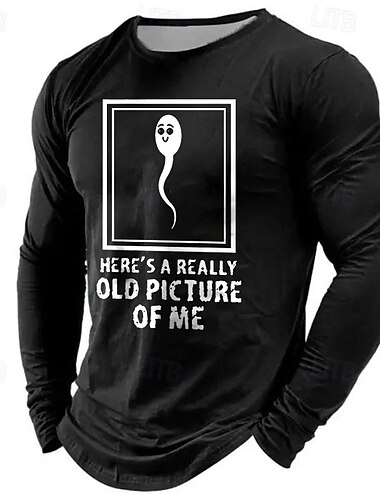  Herren Erwachsenen Humor Lustig Slang T-Shirt Langarm T-Shirt 3D Druck Rundhalsausschnitt Shirt Designer Retro Vintage Street Freizeit Alltag Schwarz Blau Grün Sommer Frühling Herbst Kleidung