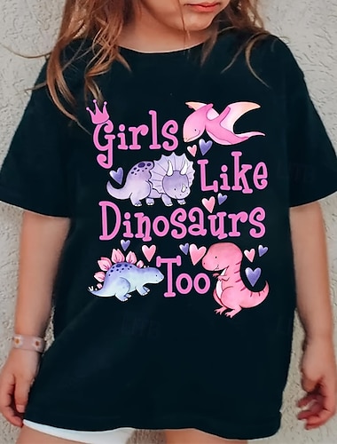  100% Baumwolle kinderkleidung Mädchen Schwarz Tier Karikatur T-Shirt Rundhalsausschnitt Kurzarm Outdoor Täglich Urlaub Klassisch Brautkleider schlicht Bedruckt Sommer