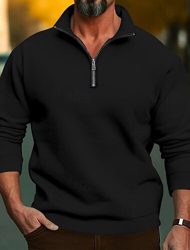  Herren Sweatshirt Pullover Sweatshirt mit Viertelreißverschluss Aprikose Schwarz Weiß Rote Hellgrau Troyer Halber Reißverschluss Glatt Sport & Natur Täglich Festtage Strassenmode Basic Brautkleider