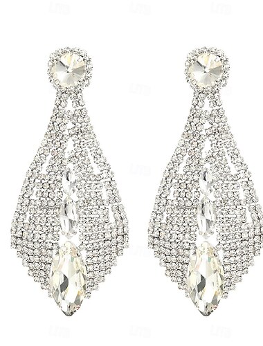  Mujer Pendientes cortos Pendientes colgantes Pera Gota Precioso Elegante Artístico Dulce Diamante Sintético Aretes Joyas Plata / Dorado Para Boda Fiesta Diario 1 Par