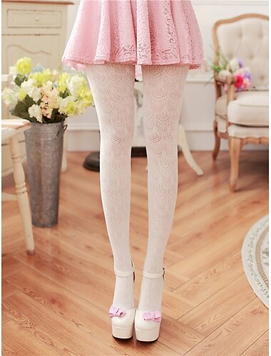  Calcetines hasta la rodilla con encaje para mujer de inspiración vintage en rosa suave | Calcetines transparentes con estampado floral para conjuntos retro elegantes