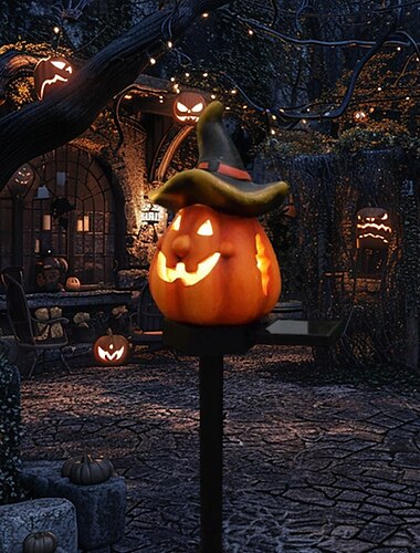  Halloween-Solar-Kürbislichter für den Außenbereich, Jack-o-Laterne für moderne Garten-Harz-Bodeneinlage, Landschaftsdekoration, Parodie-Kürbislichter