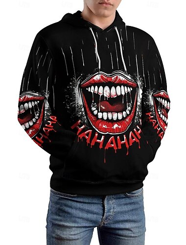  Herren Modisch 3D-Druck Hoodie Sweatshirt Kapuze Urlaub Strassenmode Hoodies Schwarz Langarm Mit Kapuze Print Winter Frühling & Herbst Designer Kapuzenpullover