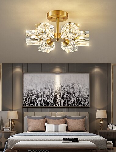  φωτιστικά οροφής led 3χρωμη πηγή φωτός 33cm 3/4/5/6-ελαφρύ ημίχωνευτο κρυστάλλινο υλικό πλάκα οροφής φωτιστικά πολυτελείας για σαλόνι τραπεζαρία μελέτη 110-240v