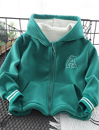  Jungen 3D Buchstabe Kapuzensweatshirt Mantel Oberbekleidung Langarm Herbst Winter Streetwear Sport Basic Kinder 4-8 Jahre Urlaub Sport Täglich Normale Passform