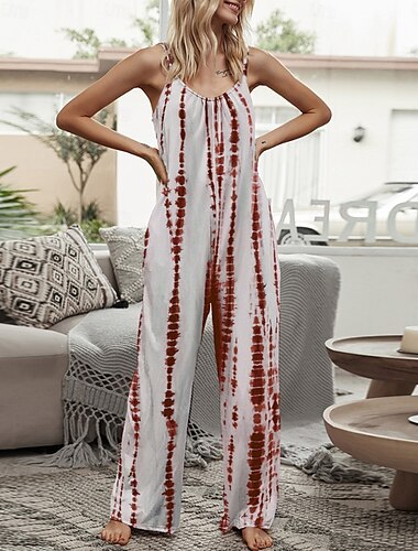  Loungewear für Damen, Batikmuster, schlicht, bequem, weiches Heimbett, Elasthan-Komfort, Rundhalsausschnitt, ärmellos, Hosentasche, Herbst-/Winter-Home-Outfits