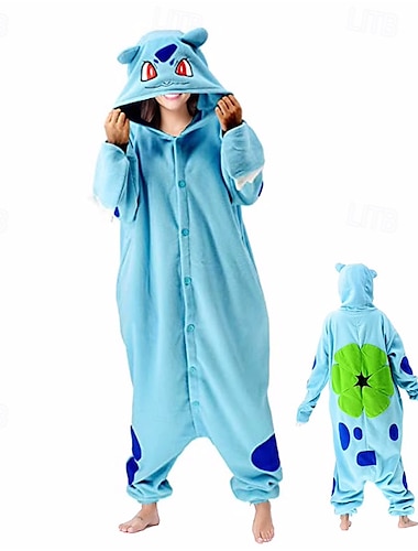  Enfant Adulte Animal Costume de groupe Costume grenouillère Costume de carnaval Dessin-Animé Bulbizarre Ectoplasma Combinaison de Pyjamas Pyjamas Kigurumi Charme Déguisement drôle Pour Homme et Femme