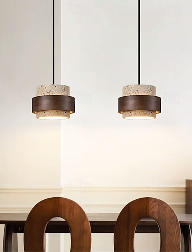  Lampe suspendue à LED blanc chaud 1/2/3/4 lumières postmodernisme créatif bois pierre chambre lampe de chevet e27 restaurant tv fond mur suspension luminaires 85-265v