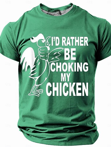  Men's Rooster Funny Slang T Shirt Short Sleeve T shirt 3D Print Crew Neck Shirt Retro Vintage Casual Street Style Sports Outdoor Holiday Going out Beige Grey Blue Brown Spring & Summer Clothing