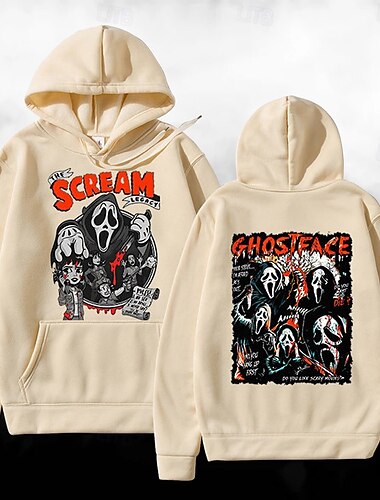  předvečer Všech svatých Výkřik Ghostface Kostlivec Kapuce Tisk Přední kapsa Grafika Pro Pro páry Pánské Dámské Dospělé předvečer Všech svatých Karneval Plesová maškaráda Horká ražba předvečer Všech