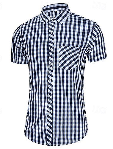  Per uomo Camicia Camicia elegante Camicia con Bottoni Plaid Feste Lavoro Giallo Rosso Blu Manica Corta Bavero Estate Abbigliamento Tasca Frontale