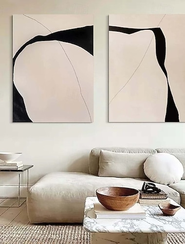  Ölgemälde handgemachtes Ölgemälde handgemalt Wabi Sabi Wandkunst beige abstrakte Malerei auf Leinwand ein Paar beige Strukturgemälde Wandkunst neutrale abstrakte Wandkunst Boho Wanddekoration für