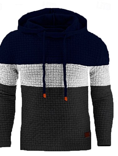 Herr Våffla hoodies Huvtröja Vit Gul Armégrön Rubinrött Marinblå Huva Färgblock Lappverk Strukturerad Sport & Utomhus Dagligen Helgdag Polyester Streetwear Grundläggande Ledigt Vår & Höst Kläder Pull