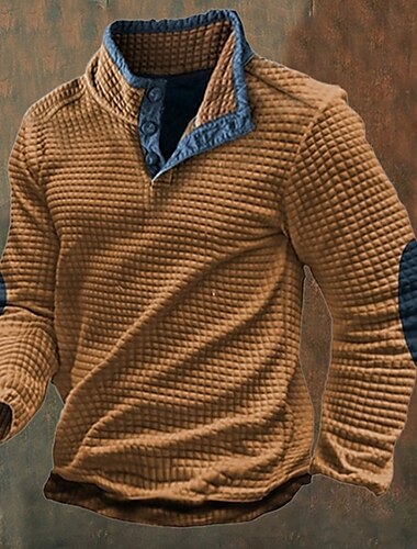  Męskie Bluza dresowa Bluza Waffle Żółty Zielony Stójka Kolorowy blok Kolorowy blok Sport i turystyka Codzienny Święto Moda miejska Podstawowy Codzienny Wiosna i jesień Odzież Bluzy z kapturem Bluzy