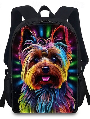  Rucksack mit farbenfrohem Hunde-Kunstdruck – Schultasche mit großem Fassungsvermögen für Jungen, Mädchen und jugendliche Hundeliebhaber, stylische Pop-Art-Büchertasche für die Schule und den täglichen Gebrauch
