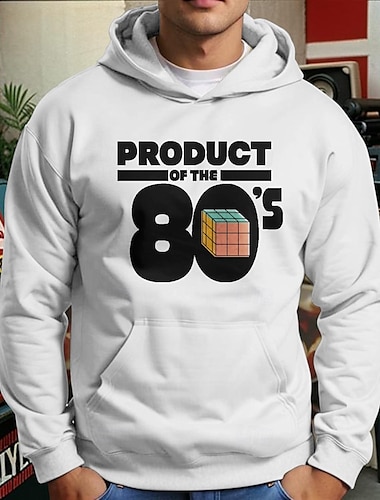  Retro Vintage Kapuzenpullover Baumwollmischung 80er Jahre für Männer Erwachsene Hot Stamping Party Casual Daily