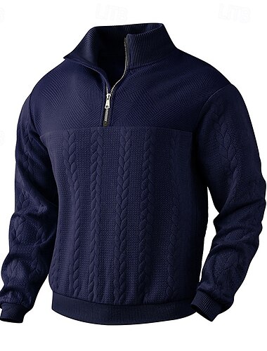 Męskie Bluza dresowa Bluza z zamkiem błyskawicznym Czarny Biały Granatowy Khaki Jasnoszary Pół zamek Równina Sport i turystyka Codzienny Święto Teksturowane Moda miejska Podstawowy Codzienny Wiosna i