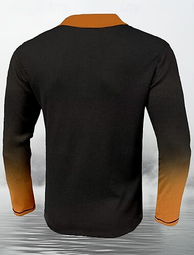  Halloween Kürbis Herren Waffel-Poloshirt Poloshirt Langarm Partyabend Frühling Herbst Winter Taste Kragen Orange Mikro-elastisch Polyester