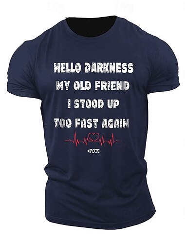  Ανδρικό Γραφικό T-Shirt Μικρού Μανικιού - Αστείο 'Γεια Σου Σκοτάδι Παλαιέ Φίλε Ξαναστάθηκα Πολύ Γρήγορα' T-Shirt Ζωής POTS
