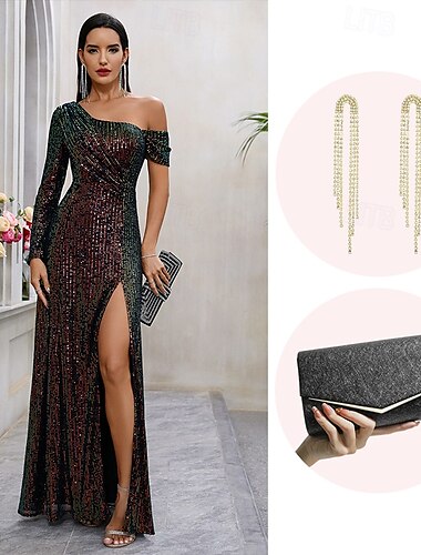  Retrò Vintage Anni Ruggenti Anni 1920 Maxi Costume Cosplay Abiti Abito da Ballo Il grande Gatsby Invitato al matrimonio Paillettes Frangia con nappe Glitter scintillanti Per donna Natale Halloween