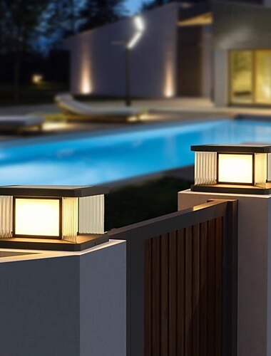  Farola exterior IP65 resistente al agua, farola de aluminio negro de 30/40 cm, farola exterior para entrada de vehículos, patio, jardín