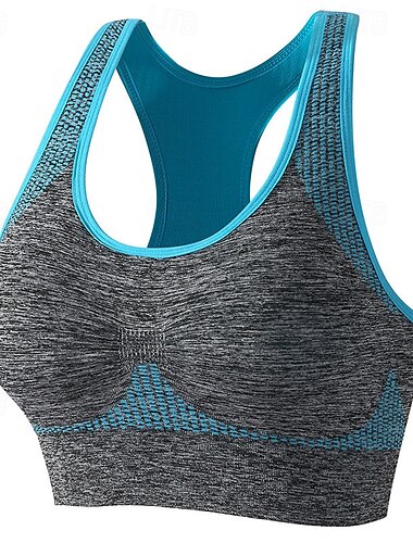  女性用 ライトサポート スポーツブラ ランニングブラ タンクトップバック ワイヤーレス ブラトップ パッド入り フィットネス レジャースポーツ ランニング 高通気性 ライトウェイト ソフト ブルー ダークグレイ パープル ソリッド