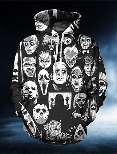  Halloween Luuranko Pääkallo Aave kuolema Huppari Cartoon Manga Anime 3D Edessä tasku Kuvitettu Käyttötarkoitus Pariskuntien Miesten Naisten Aikuisten Halloween Karnevaali Naamiaiset 3D-tulostus