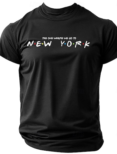  Herr Bokstavstryck New York T-shirt T-tröja 100 % bomull Kortärmad Grafisk Skjorta Svart Vin Mörkblå Bekväm t-shirt Gata Utomhussport Modedesignerkläder