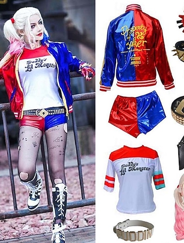  Harley Quinn Clown Zelfmoordploeg Cosplay kostuum Outfits Cosplay Kostuum Film cosplay for Dames Voor meisjes Kinderen Volwassenen Halloween Kinderdag