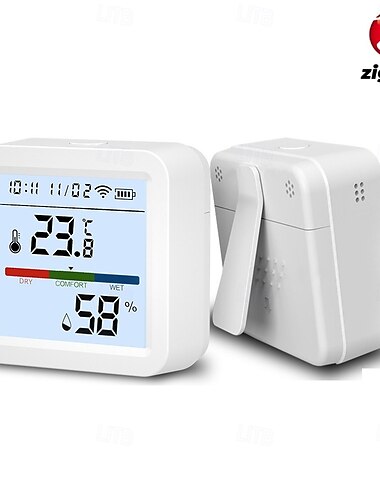  termometr higrometr inteligentny termometr do domu podświetlany wyświetlacz lcd z odłączaną podstawką cyfrowy czujnik temperatury wilgotności monitorowanie w czasie rzeczywistym nagrywanie zigbee wifi
