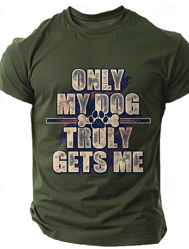  Herren Hund Lustig Buchstabendruck T Shirt T-Shirt 100% Baumwolle Kurzarm Grafik Hemd Schwarz Rote Armeegrün Bequemes T-Shirt Straße Sport im Freien Modedesigner-Kleidung
