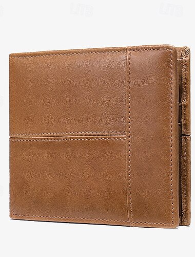  Braune Vintage-Geldbörse aus echtem Leder für Herren mit RFID-Blockierung und mehreren Kartenfächern – klassisches, schlankes Design