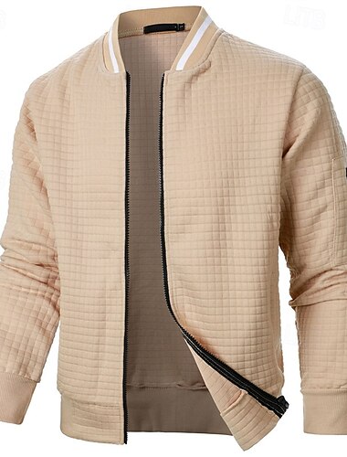  Herren Leichte Jacke Waffeljacke Sommerjacke übergangsjacke Urlaub Täglich Tasche Frühling & Herbst Einfach Mode Klassisch Stehkragen Regulär Schwarz Weiß Wein Marineblau Khaki Jacken