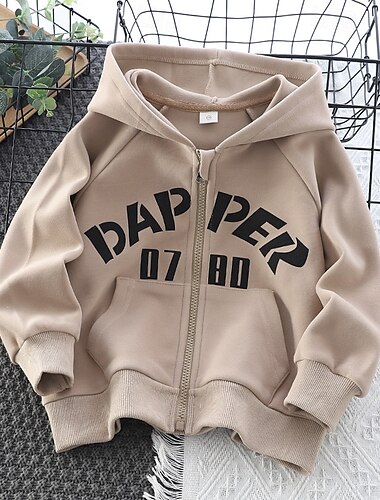  Jungen 3D Buchstabe Kapuzensweatshirt Mantel Oberbekleidung Langarm Frühling Herbst Streetwear Sport Basic Kinder 4-12 Jahre Urlaub Sport Täglich Normale Passform