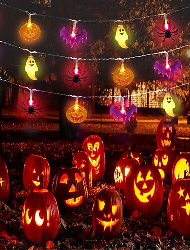  halloween lysstreng lys opplyste spøkelse gresskar flaggermus lys 3m 20leds batteridrevet spøkelse festival fest hage hjem dekorasjon balkong hjemsøkt hus bar hengende lys